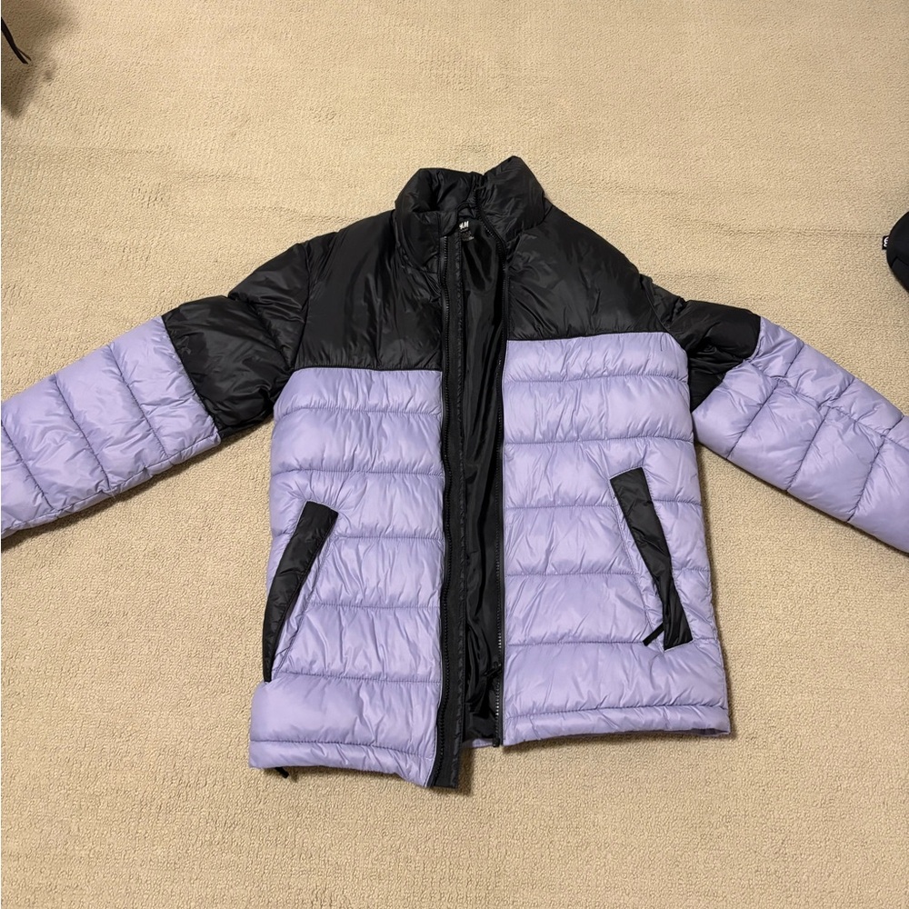 Black and Lavender Puffer Jacket